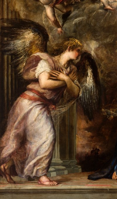 The Annunciation, (detail) by Tiziano Vecelli